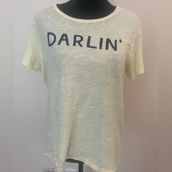 Sundry women’s size 3 (L) yellow “Darlin” print crew neck t-shirt with back tie - Picture 2 of 4